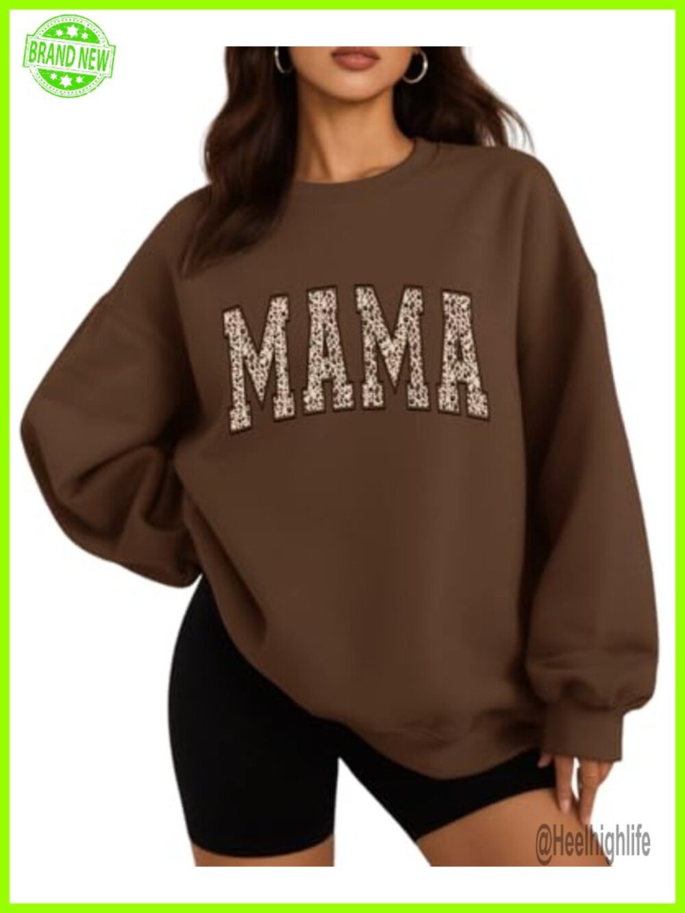 Oversized MAMA Graphic Crewneck Sweatshirt Long Sleeve Mom Pullover